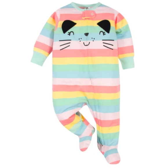 NWT GERBER beautiful Baby Girl Rainbow Kitty Stars 3 Pack Sleep n Plays☆6-9mo☆ - Picture 2 of 10